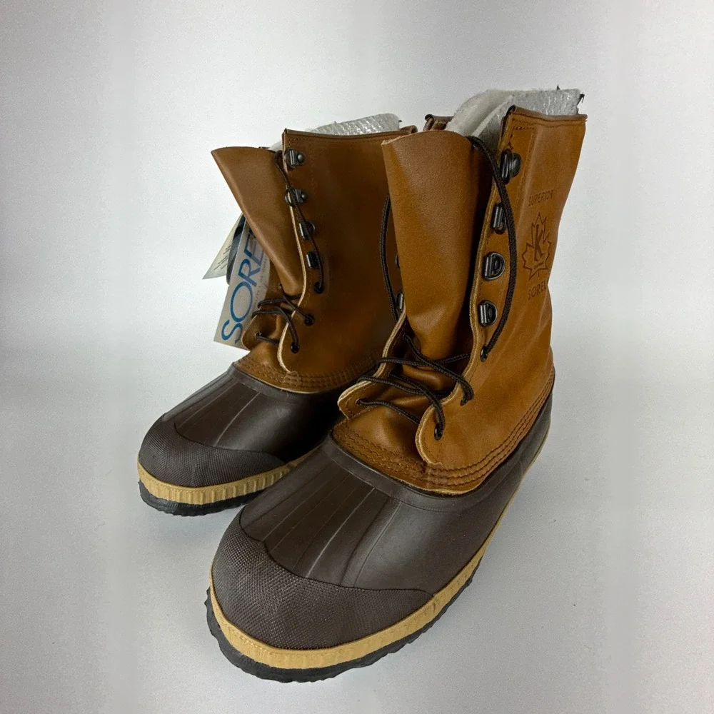 Vintage Sorel Kaufman Superior Winter Snow Boots Mens Size 8 Brown New Insulated